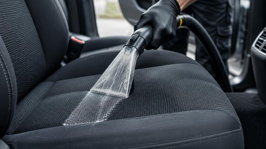Car seat receiving a deep upholstery clean